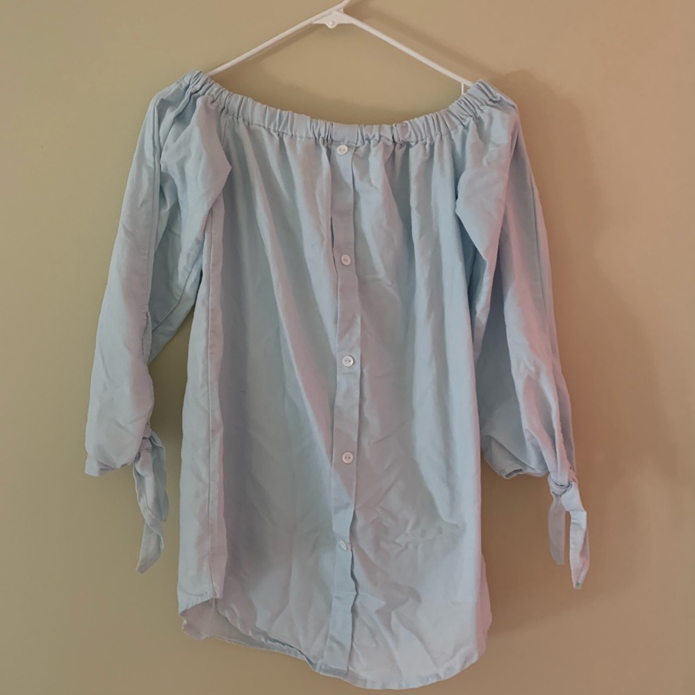 off the shoulder button down illusion shirt/dress